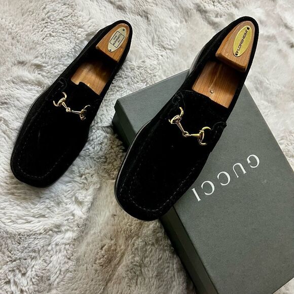 Gucci Other - GUCCI BLACK SUEDE HORSEBIT LOAFERS EU SIZE 40E LEATHER SOLE BOX DUSTBAG MINT